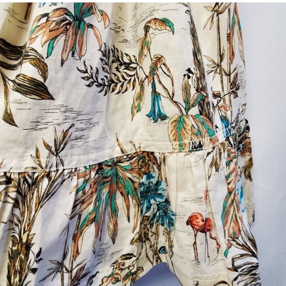 010. BANANA REPUBLIC TROPICAL RAIN FOREST LINEN BELTED SHIRT DRESS - Picture 5 of 14